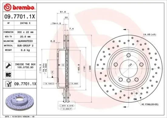 Bremsscheibe Vorderachse BREMBO 09.7701.1X Bild Bremsscheibe Vorderachse BREMBO 09.7701.1X