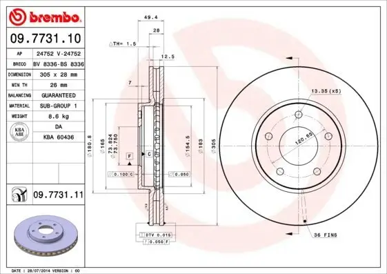 Bremsscheibe BREMBO 09.7731.11