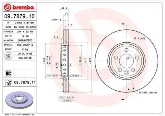 Bremsscheibe Vorderachse BREMBO 09.7879.11 Bild Bremsscheibe Vorderachse BREMBO 09.7879.11