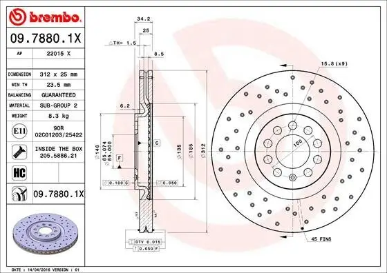 Bremsscheibe BREMBO 09.7880.1X