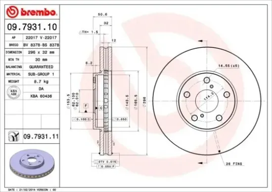 Bremsscheibe Vorderachse BREMBO 09.7931.11 Bild Bremsscheibe Vorderachse BREMBO 09.7931.11