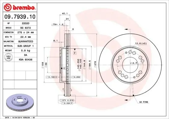 Bremsscheibe BREMBO 09.7939.10