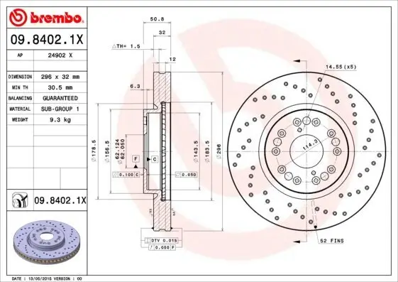 Bremsscheibe Vorderachse BREMBO 09.8402.1X