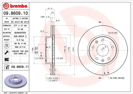 Bremsscheibe Vorderachse BREMBO 09.8609.11
