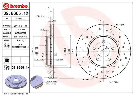 Bremsscheibe BREMBO 09.8665.1X