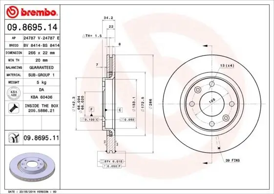 Bremsscheibe BREMBO 09.8695.11