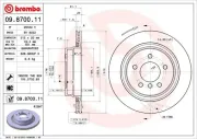 Bremsscheibe Hinterachse Hinterachse rechts BREMBO 09.8700.11