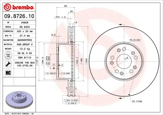 Bremsscheibe BREMBO 09.8726.10