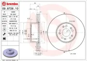 Bremsscheibe Vorderachse BREMBO 09.8726.10