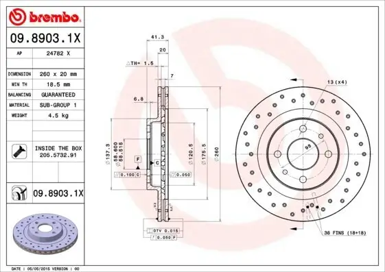 Bremsscheibe BREMBO 09.8903.1X