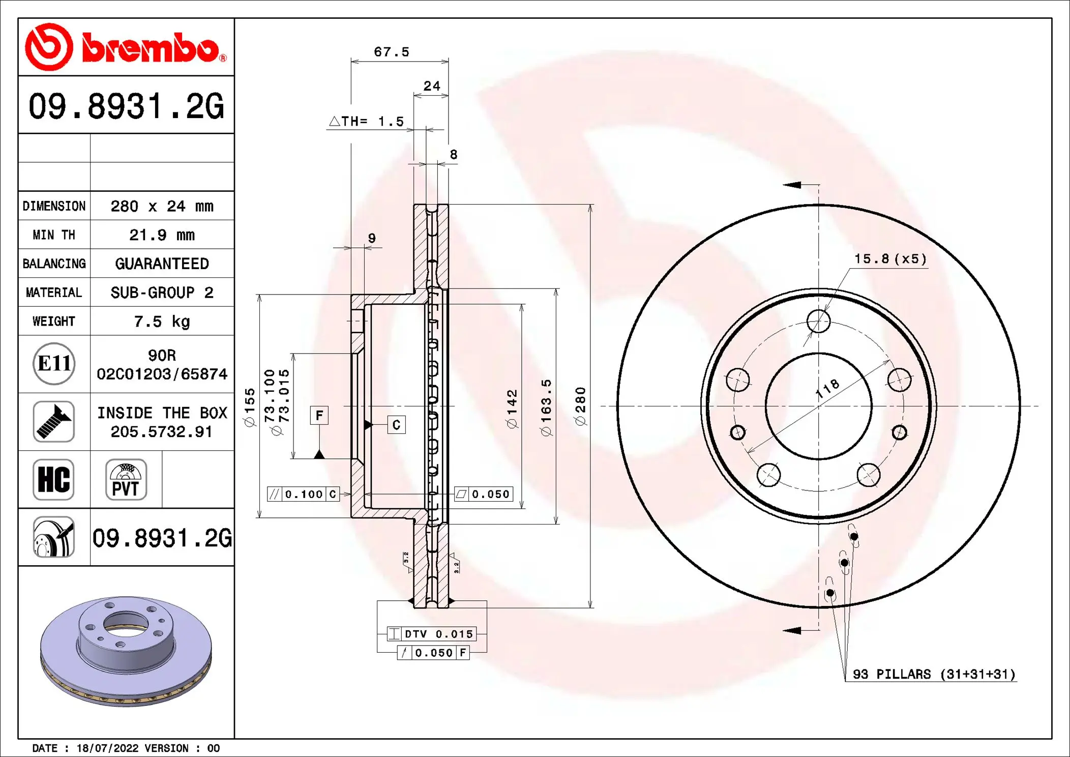 Bremsensatz, Scheibenbremse Vorderachse BREMBO KT 10 001