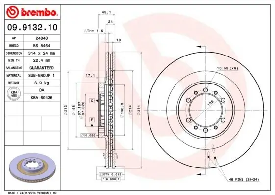Bremsscheibe Vorderachse BREMBO 09.9132.10