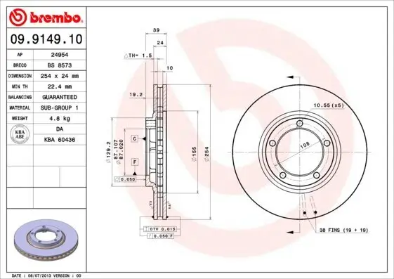 Bremsscheibe Vorderachse BREMBO 09.9149.10