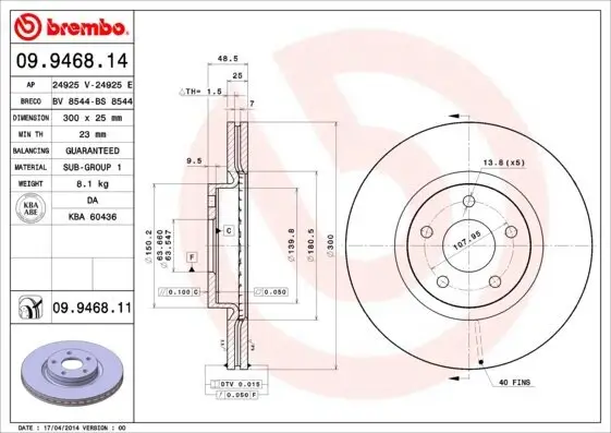 Bremsscheibe BREMBO 09.9468.11