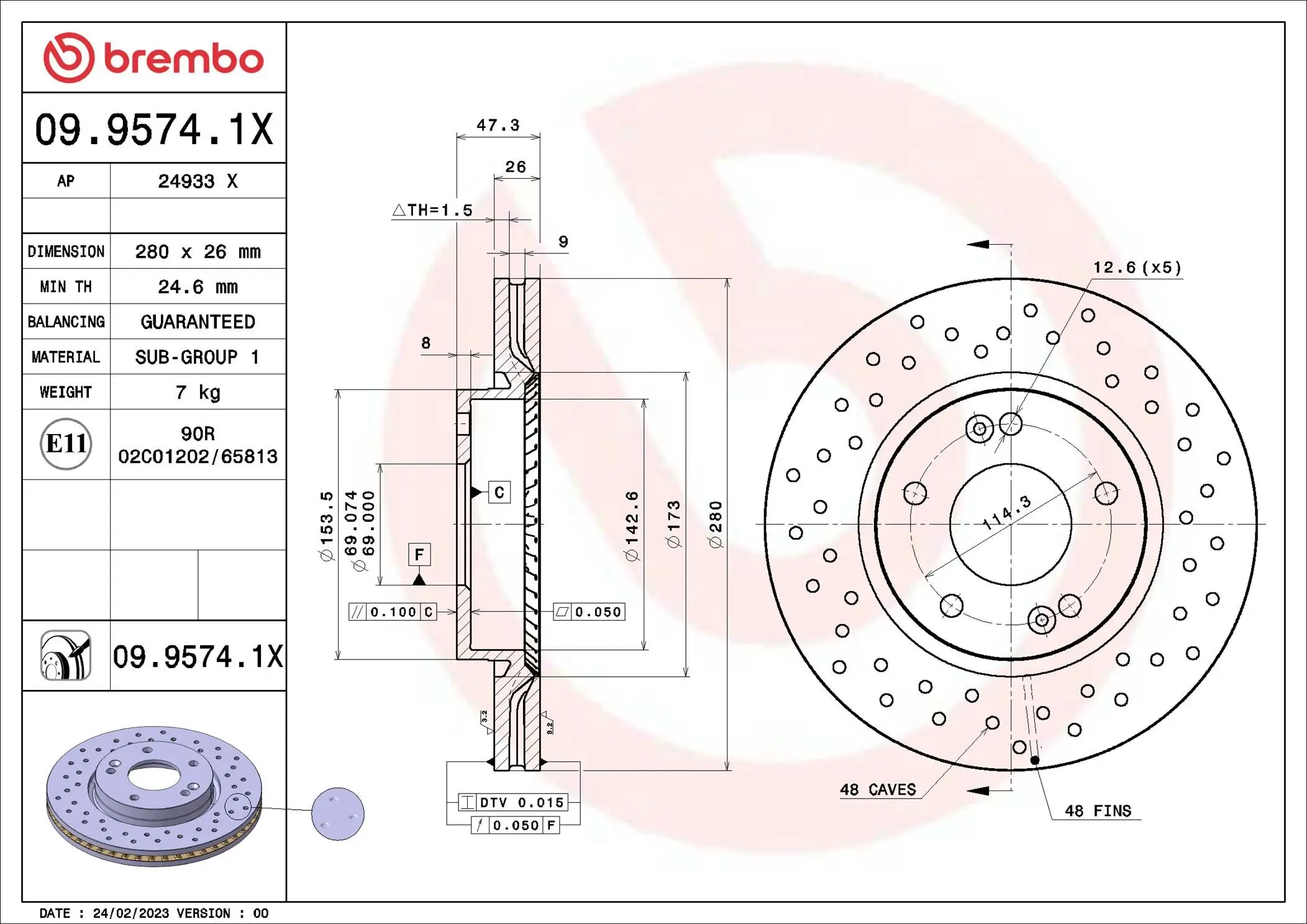 Bremsscheibe Vorderachse BREMBO 09.9574.1X