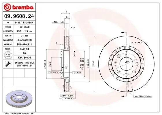 Bremsscheibe BREMBO 09.9608.24