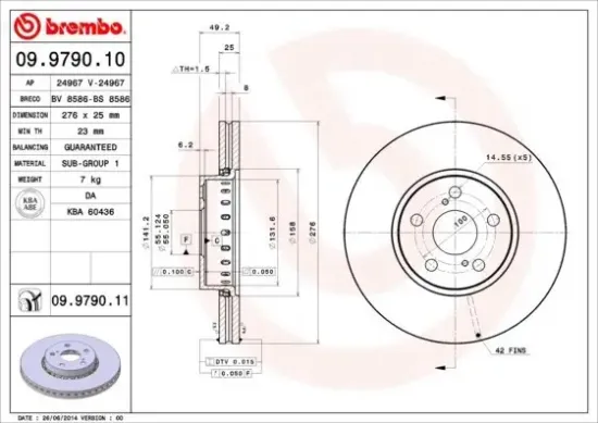 Bremsscheibe Vorderachse BREMBO 09.9790.11 Bild Bremsscheibe Vorderachse BREMBO 09.9790.11