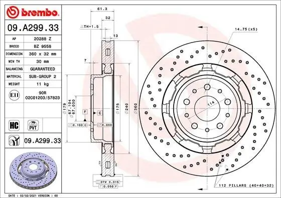 Bremsscheibe BREMBO 09.A299.33