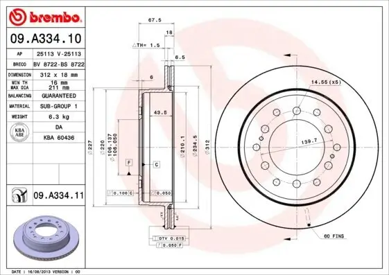 Bremsscheibe BREMBO 09.A334.11