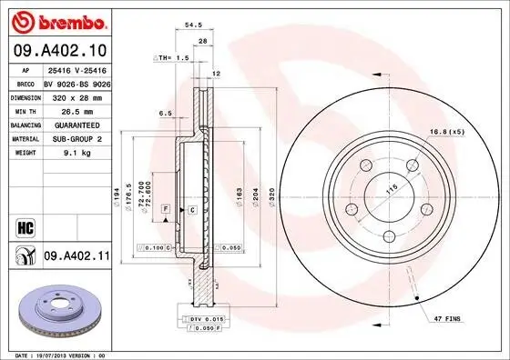 Bremsscheibe BREMBO 09.A402.11