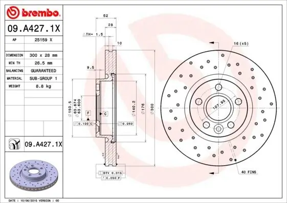 Bremsscheibe BREMBO 09.A427.1X