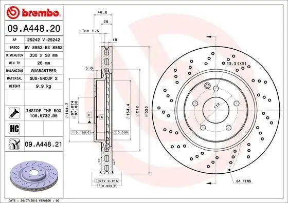 Bremsscheibe BREMBO 09.A448.21