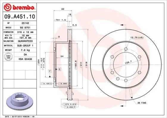 Bremsscheibe BREMBO 09.A451.10