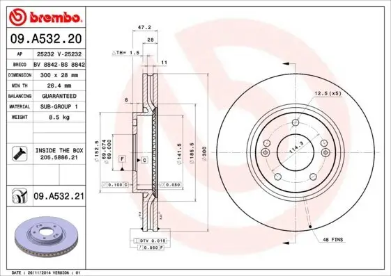 Bremsscheibe BREMBO 09.A532.21