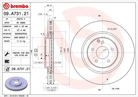 Bremsscheibe BREMBO 09.A731.21