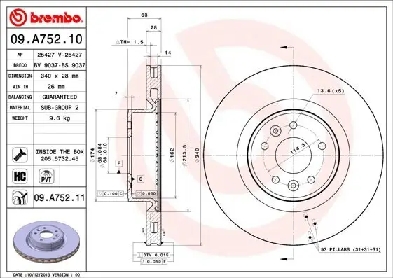 Bremsscheibe BREMBO 09.A752.11