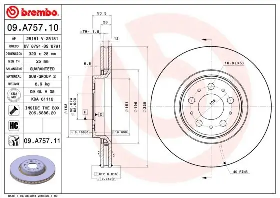 Bremsscheibe BREMBO 09.A757.11