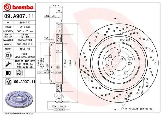 Bremsscheibe BREMBO 09.A907.11