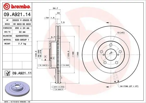 Bremsscheibe Vorderachse BREMBO 09.A921.11