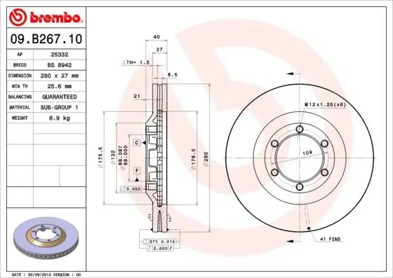 Bremsscheibe BREMBO 09.B267.10