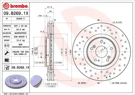 Bremsscheibe Vorderachse BREMBO 09.B269.1X