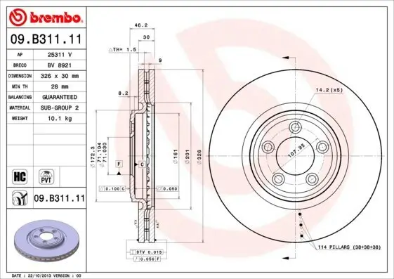 Bremsscheibe Vorderachse BREMBO 09.B311.11