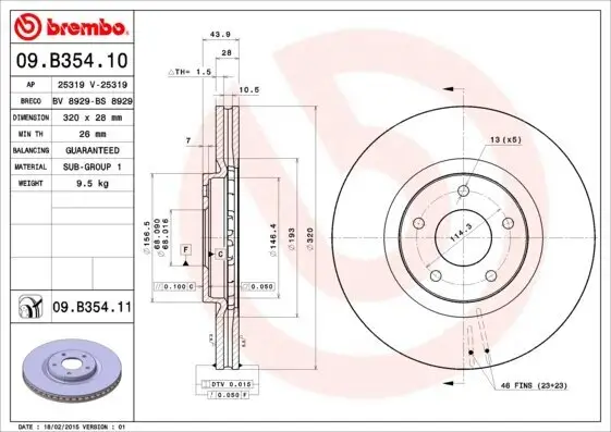 Bremsscheibe BREMBO 09.B354.11