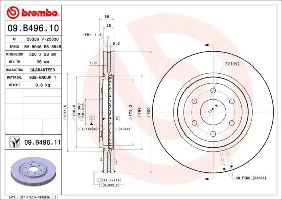 Bremsscheibe BREMBO 09.B496.11