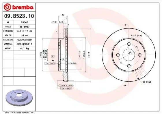 Bremsscheibe BREMBO 09.B523.10