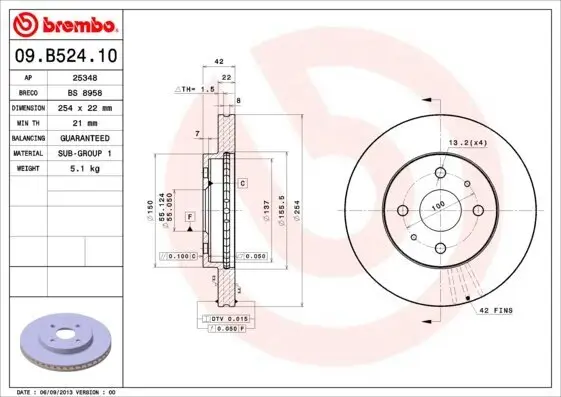 Bremsscheibe BREMBO 09.B524.10