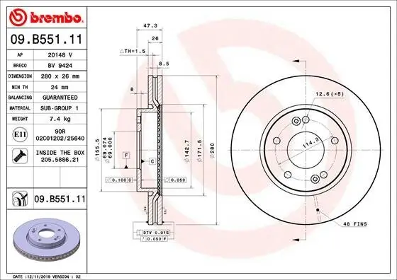 Bremsscheibe BREMBO 09.B551.11