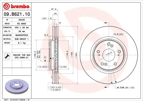 Bremsscheibe BREMBO 09.B621.10