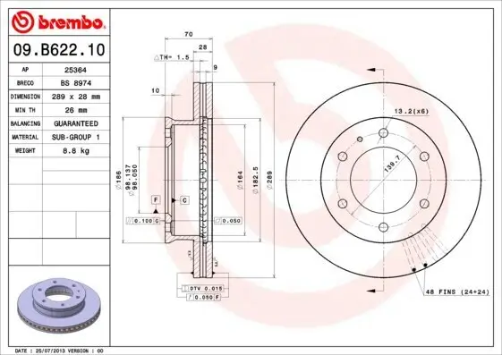 Bremsscheibe Vorderachse BREMBO 09.B622.10