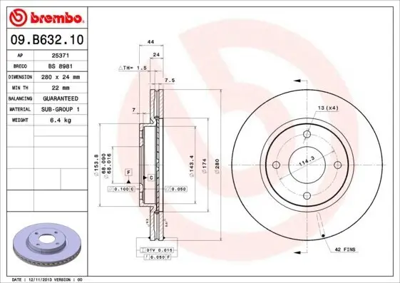 Bremsscheibe Vorderachse BREMBO 09.B632.10