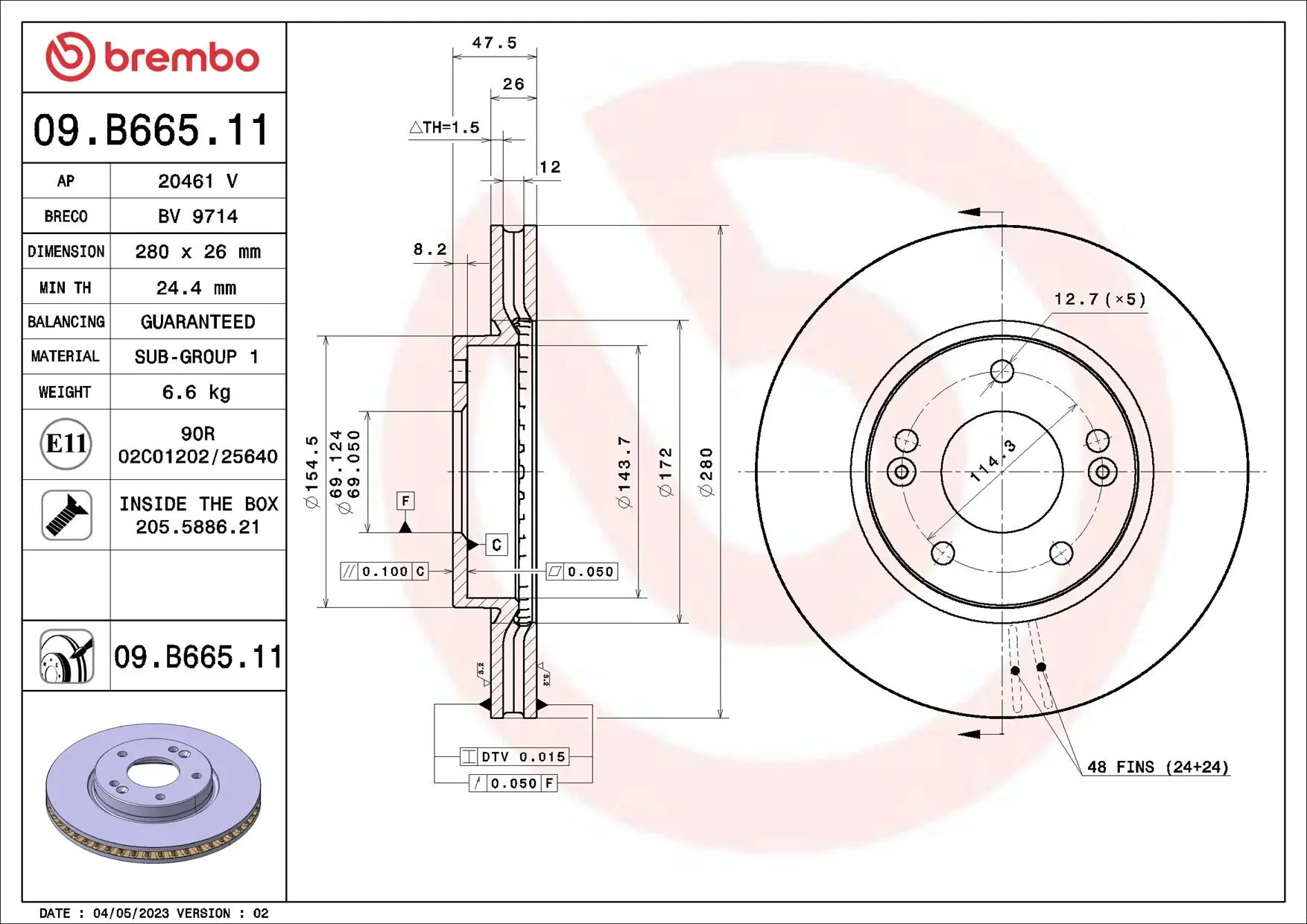 Bremsscheibe BREMBO 09.B665.11