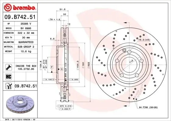 Bremsscheibe BREMBO 09.B742.51