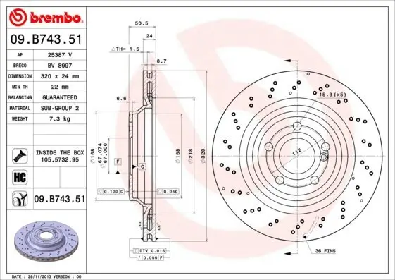 Bremsscheibe BREMBO 09.B743.51