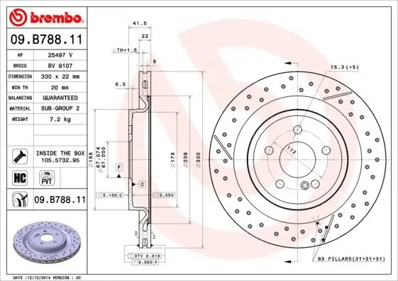 Bremsscheibe BREMBO 09.B788.11