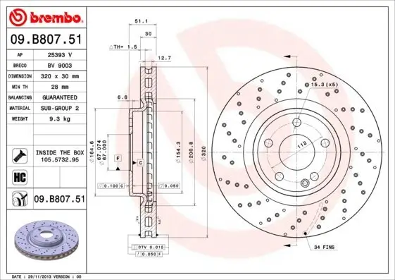 Bremsscheibe BREMBO 09.B807.51