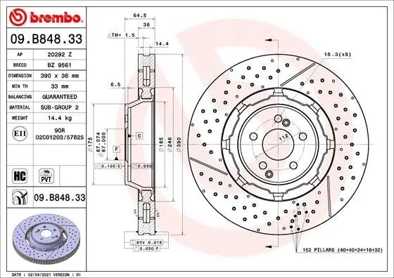 Bremsscheibe BREMBO 09.B848.33